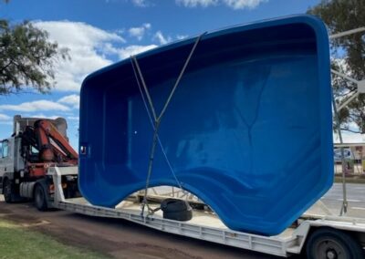 Belmont 10 pool in dark blue colour ready to be delivered to a NSW client